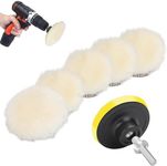 Linkstyle 7PCS 3Inch Wool Polishing Buffing Pad, Car Buffer Polisher Pads Kit, for Drill Buffer Attachment with M10 Drill Adapter