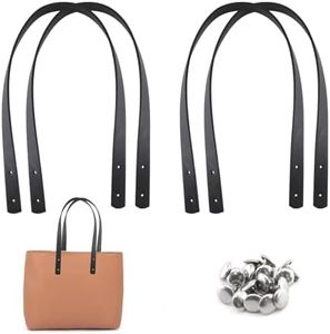 TOKSEO 4 Manici per Borsa in Pelle PU, Spallacci da 60 cm, Accessori per Borsa di Ricambio Rimovibili, con 16 Rivetti per Borse a Mano (Nero)