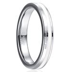 GALANI 4mm Tungsten Carbide Ring for Women Men Silver Wedding Engagement Promise Ring Couples Ring Friendship Ring with White Resin Inlay Two Tone Ring Size O