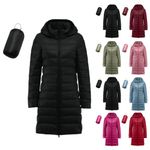 Lightweight Down Jacket for Women Packable Ladies Puffer Jacket Long Puffer Coats Puffa Jackets with HoodWinter Longline Waterproof Womens Down Feather Coat Parka Quilted Padded Jackets Black