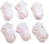 Jefferies Socks girls Seamless Sport Low-cut Half-cushion Socks, Pack of 6, White/Pink, L