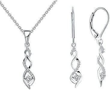 JO WISDOM Women Earrings 925 Sterling Silver Infinity Dangle & Drop Earrings with AAA Cubic Zirconia Pendant Necklace Jewelry