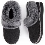 EverFoams Women's Bootie Slippers Warm Soft Comfy Memory Foam Non-slip Indoor House Shoes with Fluffy Collar Dark Gray, Size 9 US