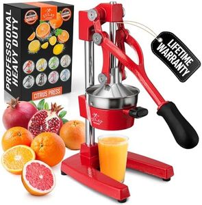 Zulay Kitchen Cast-Iron Orange Juice Squeezer - Heavy-Duty, Easy-to-Clean, Professional Citrus Juicer - Durable Stainless Steel Lemon Squeezer - Sturdy Manual Citrus Press & Orange Squeezer (Red)