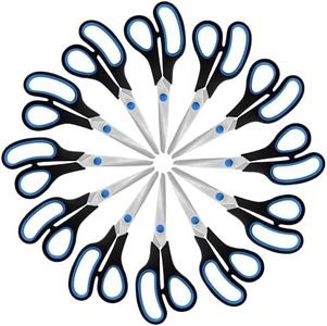 Belle Vous (12 Pack) Black & Blue Adult Scissors - Crafting/Stationery Scissors Multipack for Wrapping Paper - Sharp Heavy Duty Blades for Home/Office