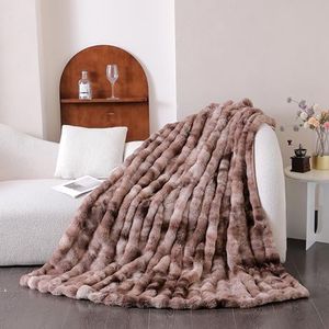 UKELER Faux Fur Bed Blankets 80''x90'', 750 GSM Double Sided Fluffy Warm Thick Bubble Furry Blanket for Bed, Sofa, Couch, Travel, Super Cozy Plush Fluffy Fuzzy Throw Blanket for All Seasons, Brown
