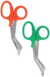 MediTac Autoclavable Paramedic Utility Bandage Shears 7.25" Two Pack - Orange & Green