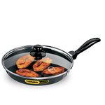 Hawkins Futura 24 cm Frying Pan, Non Stick Fry Pan with Glass Lid, Frypan, Black (NF24G)