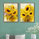 Painting Mantra Yellow Sunflower Theme Set of 2 Framed Canvas Art Print, Painting -Outer Size-13x17 Inches.Inner Size - 12 x16 Inches