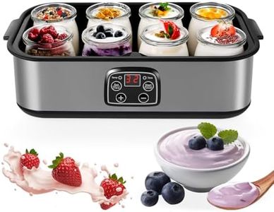 Yogurt Maker with 8 Glass Jars, 1400ml Electric Yoghurt Maker Machine with Led Display, Adjustable Temp & Timer, 8x180ml Glass Containers for Making Organic Yogurt, Natto, Healthy Homemade Desserts