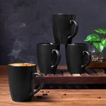 Indulge Homes Ceramic Serving Black Matte Finish Coffee Mug Tea Cup - 300 ML (Matte Black, Pack of 4)