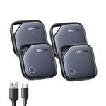 UGREEN FineTrack (4 Pack) supports USB C Charging, Compatible with Apple Find My (iOS only), One charge for 12 months Bluetooth Tracker Tag, Finder for Keys, Wallet, Luggage, Suitcase and More