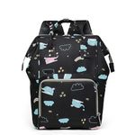 House of Quirk Baby Diaper Bag Maternity Backpack (Black Elephant)