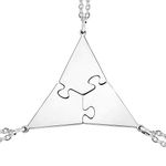 BFF Necklace for 3, Stainless Steel Personalized Custom Puzzle Matching Pendant Neck Chains for Female Graduation Gifts