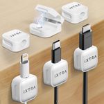 iXTRA 6 Pack Magnetic Cable Clips Cable Management Adhesive Cord Organizer Wire Holder Keeper USB Charger Holder for Home & Office Desk Phone Wall Kitchen Car Desktop Nightstand (White)