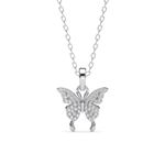 Clara 925 Sterling Silver Fia Butterfly Pendant Chain Necklace | Platinum Plated, Swiss Zirconia | Gift for Women and Girls