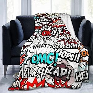 Knsoiv Best Flannel Plush Throw Blanket, Modern Comic Book Hero Super Pop Art Pattern Throw for All Seasons, Comfy Air Conditioning Blanket 60"X50"