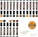 Furniture Markers Touch Up Kit - New Upgrade 18 Colors Wood Scratch Repair Kit with Beeswax Furniture Polish, Wood Markers Pens for Scratches, Stains - Restore Wooden Floor, Table, Cabinet, Bedpost