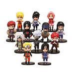 AUGEN Naruto 12 Action Figures Limited Edition for Car Dashboard, Decoration, Cake, Office Desk & Study Table (6.5cm) -Pack of 12 Polyvinyl Chloride