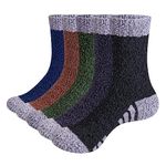 GiveGift Mens Fuzzy Socks Fleece Cozy Soft House Bed Socks Fluffy Thick Thermal Comfy Sleep Socks for Men Multicolor 5 Pairs Size 10-13