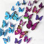 RayLineDo® 12pcs Purple 3D Butterfly Stickers Making Stickers Wall Sticker In Regsitered Package Full For Decoration Baby Room