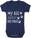 My big sister has paws (new baby animal sibling announcement) [BBY3] baby grow vest, 3-6 months, Navy