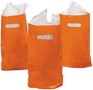 Fun Express - Orange Plastic Bags (50pc) - Party Supplies - Plastic Bags - 50 Pieces