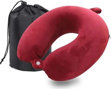 MASMAS Almohada de Viaje, Almohada para Cuello Viscoelástica de Espuma Memoria, Cómoda para la Cervical, Ortopédica Soporte de Nuca para Viajar Coche Avión Bus (Tinto)