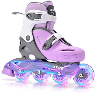 2PM SPORTS Inline Skates for Kids Ages 4-8 8-12 with Light Up Wheels, Adjustable Kids Roller Skates Blades for Women Youths Toddlers Beginners Size 9C 10C 1 2 3 4 5 6 7 8 - Purple Medium