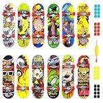 ZSTNPP 12 Pcs Finger Mini Skateboard, Finger Toy Skateboard with 32 Interchangeable Wheels and Mini Screwdriver, Fingerboards for Kids Party Favours Bag Fillers Children Gift