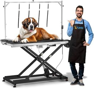 KANIS Professional Electric Dog Grooming Table - Heavy Duty, Height Adjustable Pet Grooming Table w/Leveling Wheels, Dog Grooming Arm, Anti Slip Tabletop & Tool Organizer/Dog Grooming Station