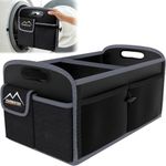 M KARMATER 70L Car Boot Organiser, Car Storage Organiser Collapsible Waterproof Durable 2 Large Compartments Box, Non Slip Bottom, Adjustable Securing Straps Boot Tidy for Car with 6 Pockets