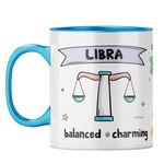 YuBingo Libra Harmony Mug - Balanced & Charming, Zodiac Coffee Cup, Light Blue Inner & Handle (Light Blue Inner & Handle, Tea Cup, 310ML)