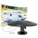 Outdoor TV Antenna 360° Omni-Directional Reception Long 100+ Miles Range Enhance VHF&UHF 4K Ready HDTV Antenna with Added Stability for Outdoor/Attic/RV Use - 32ft RG6 Coax Cable (RV Antenna2)