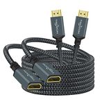 Twozoh HDMI Extension Cable 2M 2 Pack, 4K HDMI Extender Male to Female Lead, Nylon Braided HDMI 2.0 Cable Adapter support 4K@60Hz 3D HDR