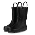 LONECONE Elementary Collection - Premium Natural Rubber Rain Boots with Matte Finish for Toddlers and Kids, Chalkboard Black, 4 Big Kid