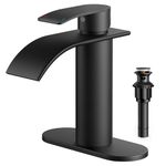 FORIOUS Bathroom Faucet, Single Handle Black Bathroom Faucet, Bathroom Sink Faucet Stainless Steel Single Hole Lavatory Faucet, Bathroom Vanity Faucet with Pop Up Drain (One or 3 Hole), Matte Black