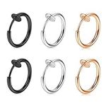 MODRSA Fake Nose Rings Hoop Face Septum Ring Clip on Spring Faux Lip Ring Helix Cartilage Earrings Surgical Steel Ear Lobe Conch Non Piercing Jewelry for Men&Women Girls 16g