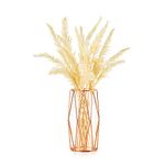 Glass Flower Vase with Geometric Metal Rack Stand, Small Vases for Pampas Grass, Centerpiece for Living Room Dinning Table Wedding, Rose Gold, 21.5cm Height