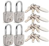 Harrison Padlocks/Square Padlock 60mm 11 Pin with 3 Computerised Keys CX-3000-0596 Pack of 4/ Mild Steel Material/Stainless Steel Finish/Door Lock, Shutter Lock, Godown Lock, gate Lock