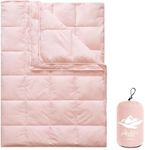 zZFocus Puffy Camping Blanket,Lightweight Packable Down Alternative Throw Blanket Waterproof Windproof for Outdoors, Travel, Beach, Airplane, Hiking Cherry Pink