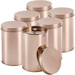 Yesland 6 Pack Tea Tin Canister with Airtight Double Lids, 12 Fluid Oz Tin Can Box and Small Round Kitchen Canisters for Loose Tea, Coffee, Candy, Herbs and Spices(Rose Gold)