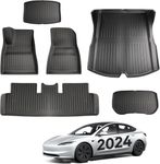 LFOTPP 2024 Tesla Model 3 Floor Mats All-Weather 2024 Tesla Model 3 Accessories for 2024 Cargo Liner Rear Cargo Tray Trunk Floor Mat Interior 2024 Model 3 Accessories[Set of 6]