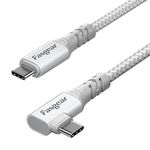 Fasgear USB C 3.2 Gen 2x2 Cable 6ft, 20Gbps 4K Video 100W Charging 90 Degree Type C Cord Compatible for [Thunderbolt 3/4] MacBook Pro,iPad Pro, Laptops,Sam-Sung Monitors,Galaxy S21,USB-C Devices Grey