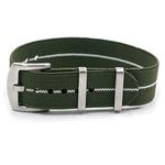 Vario Elastic Nylon Watch Strap Olive Green/White Divider Replacement Watch Strap (22mm)