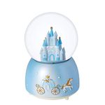 Snow Globe Gift Crystal Ball Castle Music Box Rotating Musical Box Colorful LED Light Melody Musical Gift Artware Christmas Birthday Gift Present For Kids Girls Desktop Ornament Desk Decoration