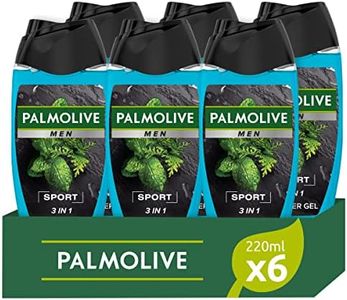 Palmolive Bagnoschiuma Men Sport 3 in 1 con oli essenziali 220ml x 6 | Docciaschiuma per uomo | Gel doccia sportivo | Profumo fresco | Detergente corpo, viso, capelli | Dermatologicamente testato