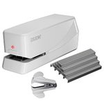 Coruscant Electric Stapler, Automatic Stapler,Electric Stapler Heavy Duty，25 Sheet Capacity, Can Store 210 Staples，Electric Stapler Desktop AC or Battery Powered for Home /Office Use(White)