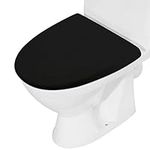 Toilet Lid Cover, Bathroom Stretch Spandex Washable Toilet Lid Seat Protector Cover with Elastic Bottom, Black