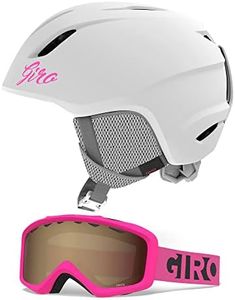 Giro Launch CP Kids Snow Helmet w/Matching Goggles Matte White/Pink Black Blocks SM (52-55.5cm)